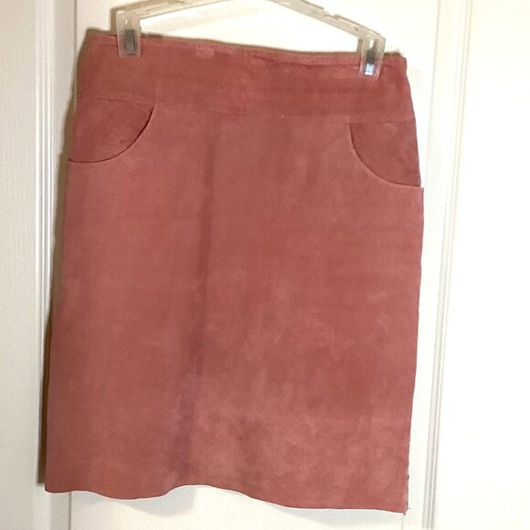 Fairweather Women's Leather Suede Romantic Pink Pencil Skirt Size 4 - Picture 1 of 10